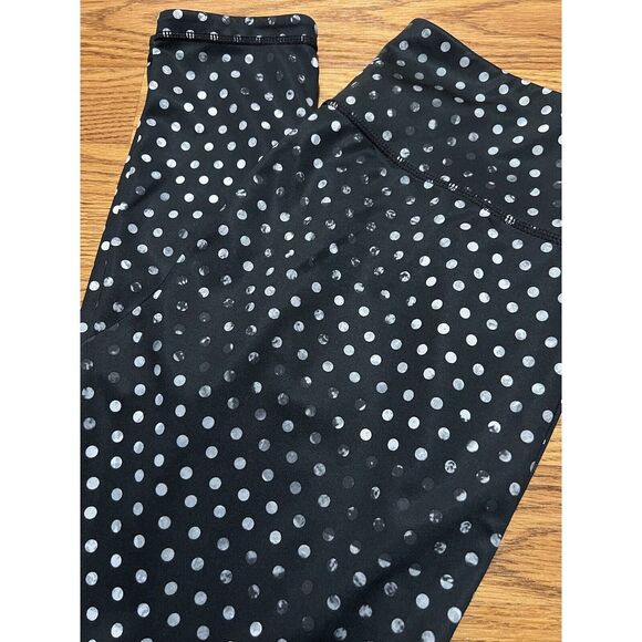 ATHLETA‎ Chaturanga Reversible Polka Dot Black Leggings Size Small EUC - Picture 1 of 7